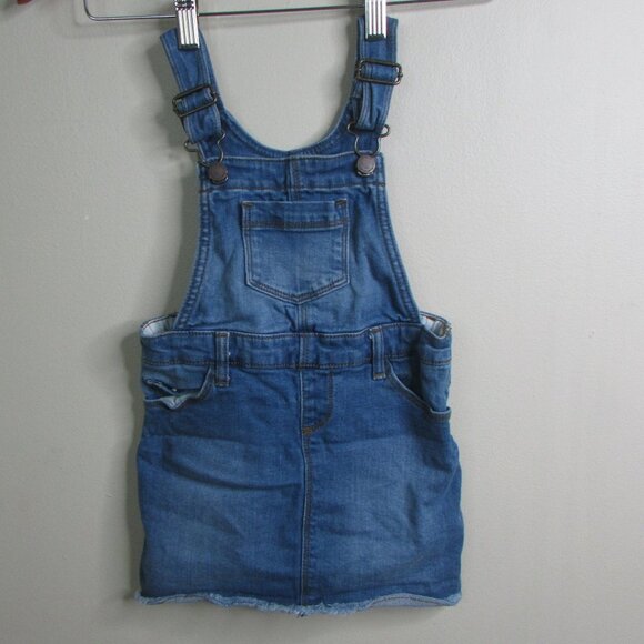 Old Navy Overall Dress Girls 4T Blue Denim Raw Hem - Picture 1 of 13